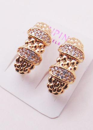 Серьги медицинский сплав с фианитами xuping 16х7мм xp309