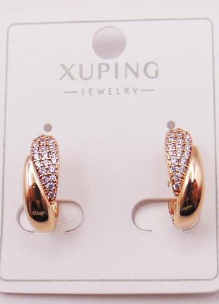 Жіночі сережки медсплав із фіанітами 13х5 мм xuping 21009