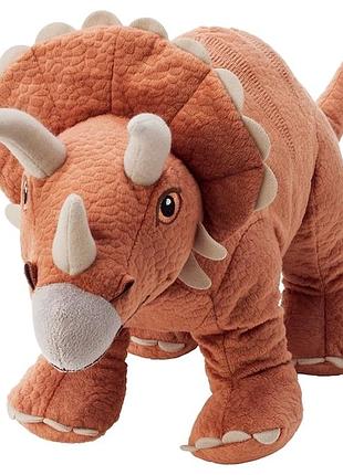 Мягкая игрушка динозавр трицератопс 70 см. коричневый