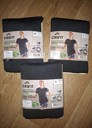 Нова жіноча спортивна футболка с s 44-46, м 48-50 crivit  l л 50-52 для бігу фітнесу залу спорту тренувань чорна легка