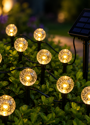 Садовий світильник garden light з сонячною панеллю / кулясті ліхтарі для саду з бульбашками solar / світлодіодна led-гірлянда для саду