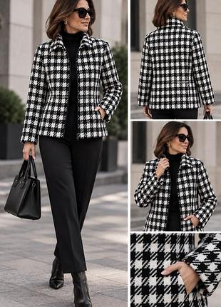 Стильне ,легке ,фірмене,пальто коротке у гусячу лапку 100%wool