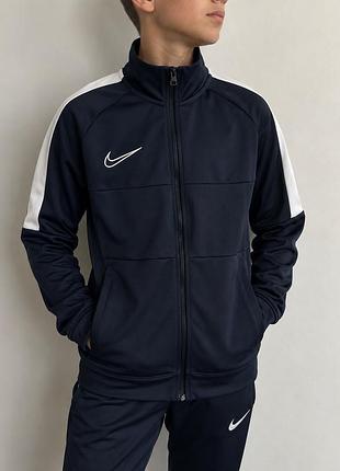 Nike dri-fit дитяча спортивна кофта зіпка олімпійка m темно-синя 137-147, 134/140/146
