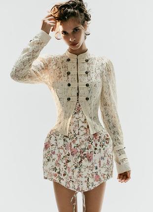 Куртка жіноча бежвева мереживна zara new