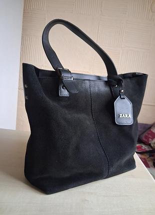 Черная замшевая сумка zara
