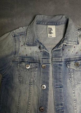 Джинсовка для дівчинки джинсова куртка h&m 134-140 з паєтками 2