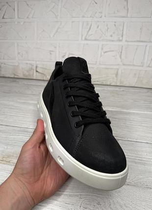 Крутые черные кожаные кроссовки ecco street 720 m gtx gore-tex 2