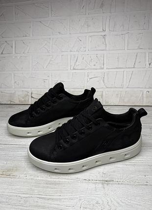 Крутые черные кожаные кроссовки ecco street 720 m gtx gore-tex 3