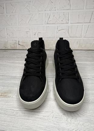 Крутые черные кожаные кроссовки ecco street 720 m gtx gore-tex 7