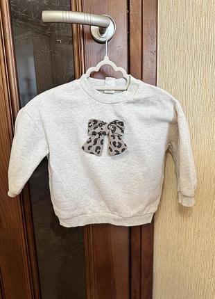Світшот для дівчинки h&m сірий з леопардовим бантом