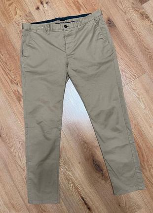 Брюки брюки брюки мужские бежевые прямые slim zara casual style, размер 2xl