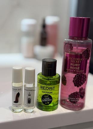 Парфуми victoria's secret ruby rose та набір парфумів і спрей redist love garden