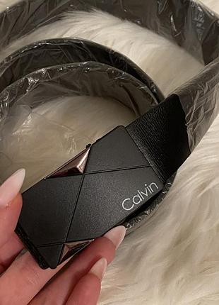 Ремінь чоловічий calvin klein чорний зі штучної шкіри