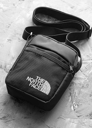 Мужская барсетка the north face черная, сумка норт фейс через плечо с сеткой