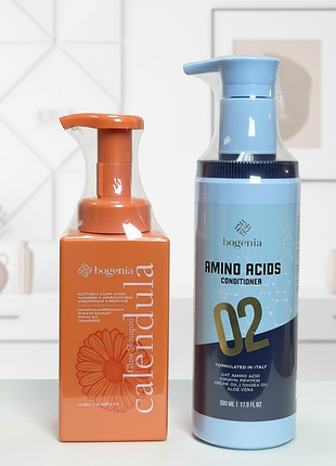 Набір bogenia: пінний шампунь calendula glow + кондиціонер amino acids