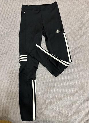 Лосіни жіночі adidas чорні з білими смужками