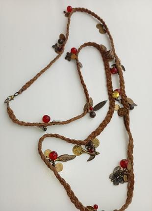 Вінтаж підвіска для жінок, замш натуральний, коричнева