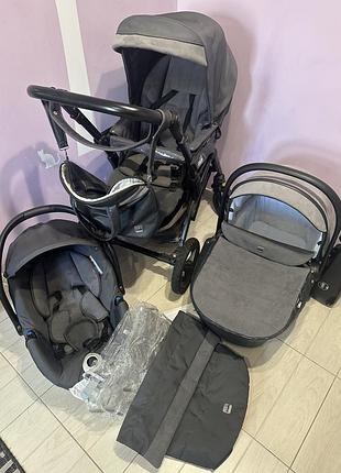 Коляска 3 в 1 cam dinamico premium сіра плюс база під автокрісло