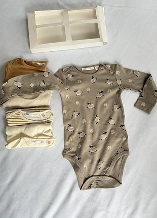 Боді для хлопчиків zara kids, бежевий, 98 см, бавовна, довгий рукав