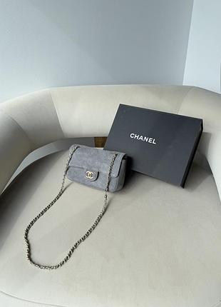 Сумка mini flap bag замшева сіра 2
