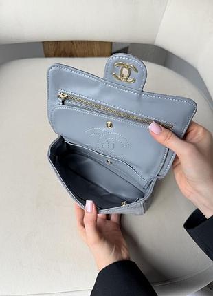 Сумка mini flap bag замшева сіра 6
