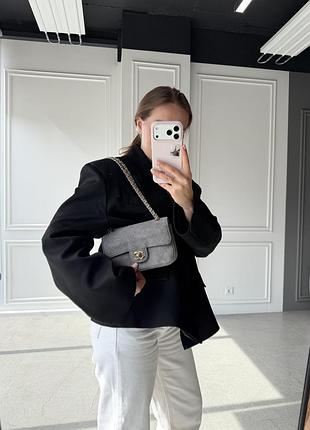 Сумка mini flap bag замшева сіра 9