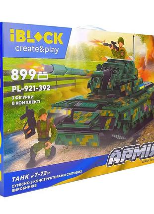 Конструктор для хлопчика ibloock армія танк "т-72" 899 деталей арт.pl-921-392