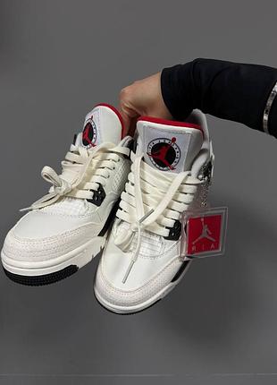 Кросівки nike air jordan retro 4 flight club white & black
