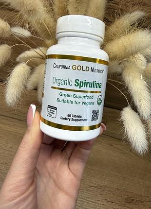 Spirulina organic, california gold, спирулина, 60 капсул