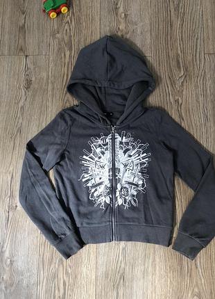 Кофта жіноча cropp з капюшоном сіра xs