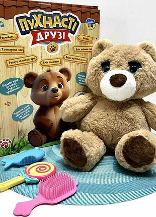 Мишка, мягкая игрушка m 5952 i ua , 31-19-12см, сенсорный, музыка-звук (укр), песни