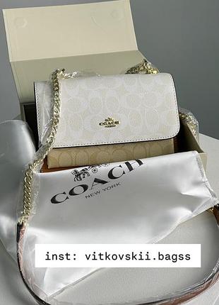Сумочка mini klare crossbody in signature canvas white cream💞