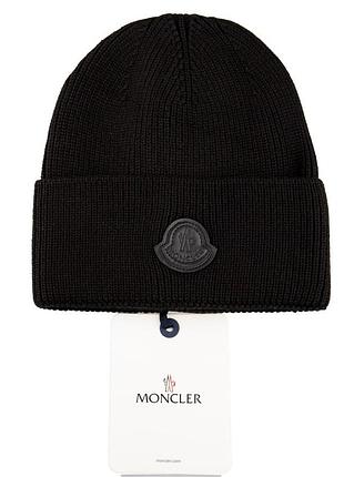 Шапка чорна в'язана жіноча чоловіча moncler монклер унісекс зимова люкс-якість