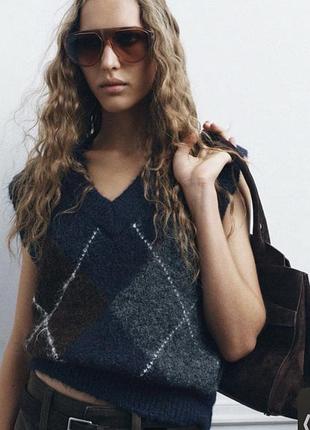 Жилет жіночий zara синій з візерунком, розмір м