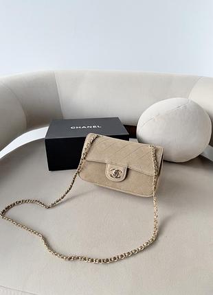 Сумка mini flap bag замшева