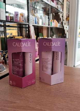 Жіночий подарунковий набір caudalie: крем для рук та бальзам для губ