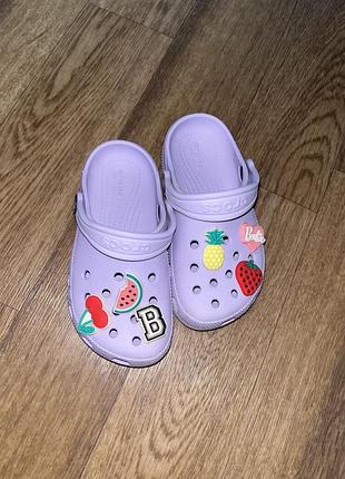Шльопанці для дітей crocs фіолетові, розмір c10, довжина устілки 16 см