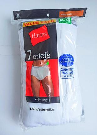 Упаковка з 7 штук чоловічи біли труси бріфи бренду hanes usa (модель tagless comfort flex briefs) розміру xl оригінал