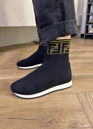 Кросівки-носки дитячі fendi kids чорні
