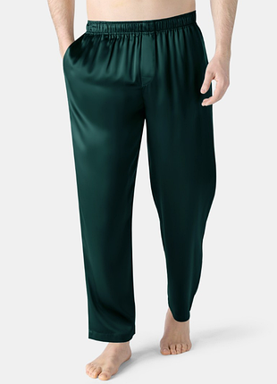 Мужские атласные брюки тёмно-зелёного цвета xxl