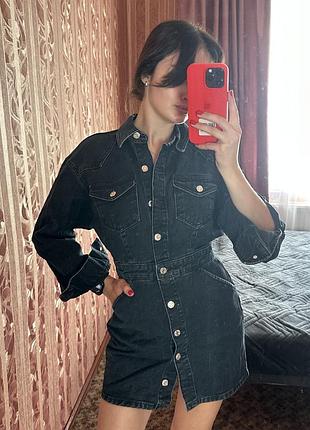 Коротка жіноча джинсова сукня zara чорна xs