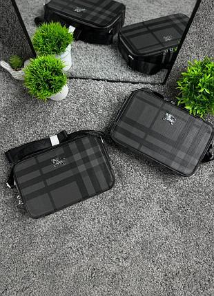 Сумка чоловіча burberry в клітинку, чорна