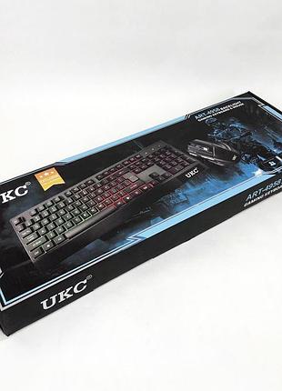 Клавіатура+мишка ukc з led підсвічуванням від usb m-710, клавіатура ігрова з підсвічуванням та мишкою hd-11