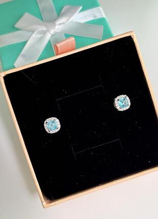 Сережки-пусети (кульчики) tiffany блакитні тіффані