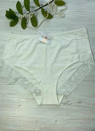 Трусики женские из хлопка декорированы кружевом размер 4xl арт.0005🎀