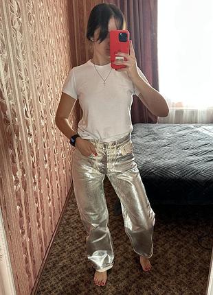 Джинси жіночі zara сріблясті з металевим напиленням