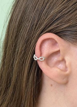 Каф-сережка на вухо cartier картьє ланцюг срібляста
