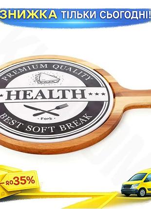 Ku деревянная сервировочная доска universal fit naturel 38х27 см с фарфоровой вставкой для подачи сыра uni2l_k