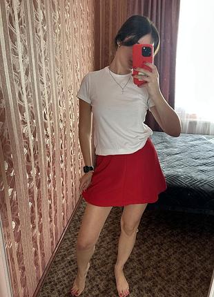 Міні-спідниця жіноча zara червона xs-s