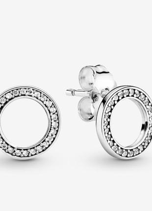 Сережки для жінок pandora сріблясті з фіанітами